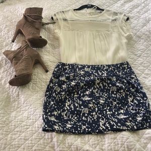 Short Blue and White Forever 21 Skirt